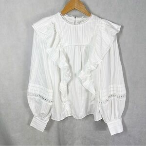 Ted Baker Silais Double Frill Cotton Blouse Ivory Size 1 US 2